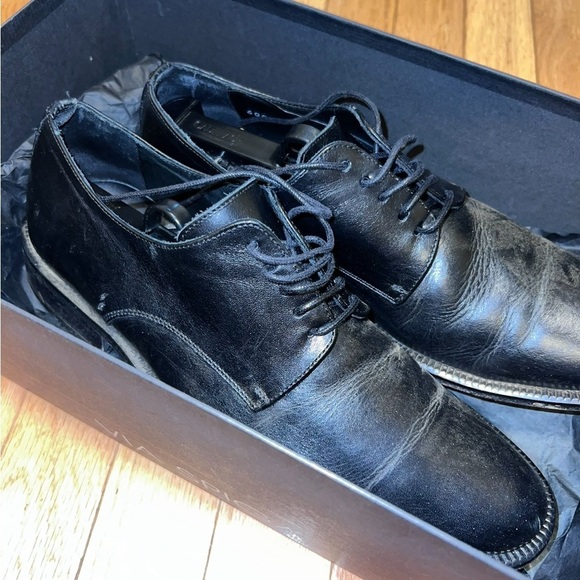 Via Spiga Doble Vida Dress Shoes Mens Size 10.5 Black  Via Spiga Men’s Black Leather Lace-Up Dress Shoes – Classic & Sleek